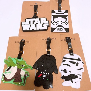 ป้ายแท็กกระเป๋าเดินทาง PVC แบบนิ่ม ลาย Star Wars สีดํา