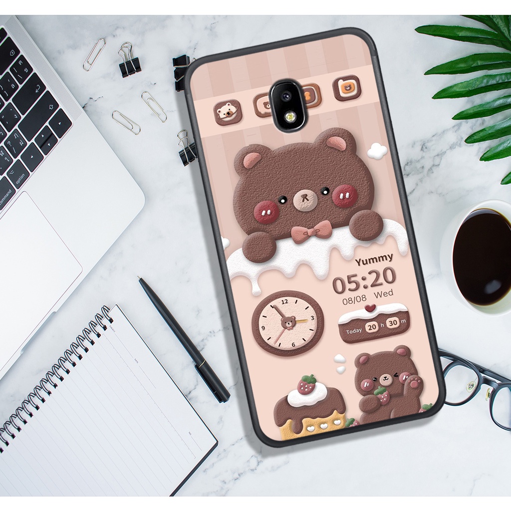 Samsung J3 Pro - J5 Pro - J7 Pro - J7 Plus Case, Lovely Chocolate Bear Print .