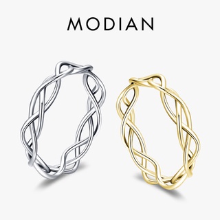 Modian แหวนเงินแท้ 925 แบบถัก หรูหรา เรียบง่าย เครื่องประดับแฟชั่น สําหรับผู้หญิง