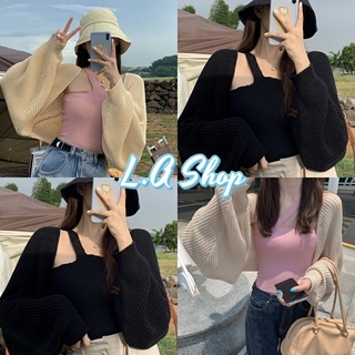 L.A Shop ♡พร้อมส่ง♡เสื้อคลุมไหมพรม  สายเดี่ยวเฉียง​แซ่บสุด " 1856-C /  98023"