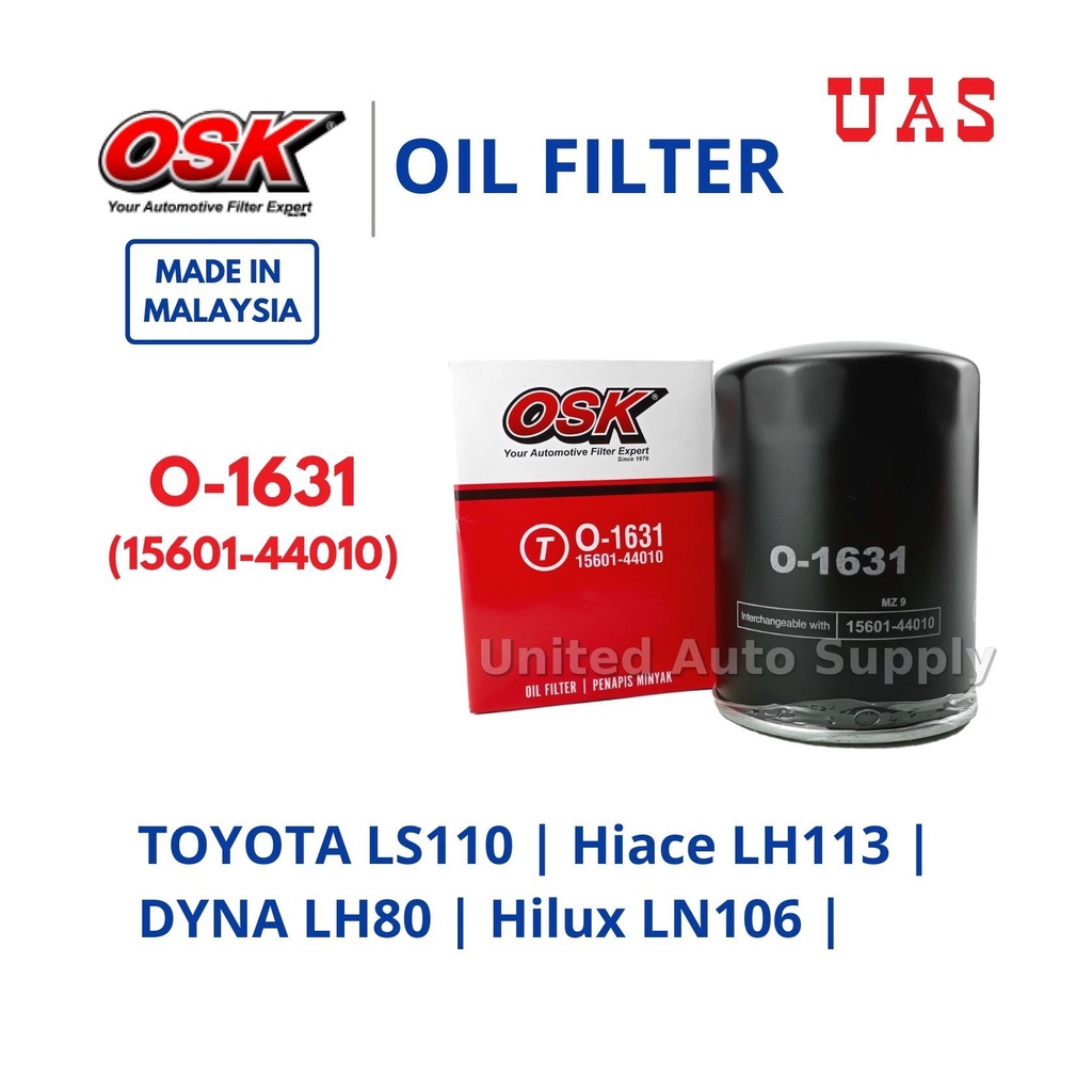 กรองน้ํามันเครื่อง OSK O-1631 สําหรับ Ford Ranger TOYOTA Hiace LH113 Hilux LN106 Dyna LH80 (2L 3L เค