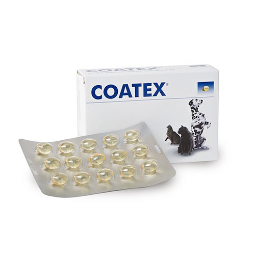 Coatex Dogs Cats Help Skin &amp; Coat 60 caps อาหารเสริม บำรุงเส้นขนและผิวหนัง แบบเม็ด สุนัข แมว บรรจุ 60 เม็ด จำนวน 1 กล่อง