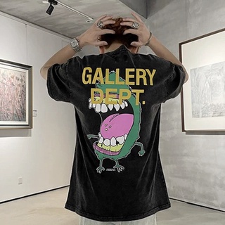 [S-5XL]เสื้อยืดแขนสั้น พิมพ์ลายการ์ตูน Gallery Dept ทรงหลวม สไตล์วินเทจ