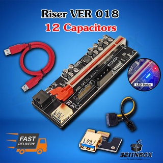 Riser VER018 Plus 12 Capacitors Riser Card VER009 VER010 VER018 ⭐️ของใหม่ มือ 1⭐️ ⚡พร้อมส่งจากไทย⚡