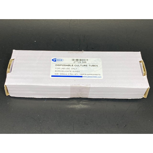 หลอดดักแก๊ส Durham Tube BORO 6x50MM 100ชิ้น ต่อกล่อง ยี่ห้อ GLASSCO ประเทศอังกฤษ