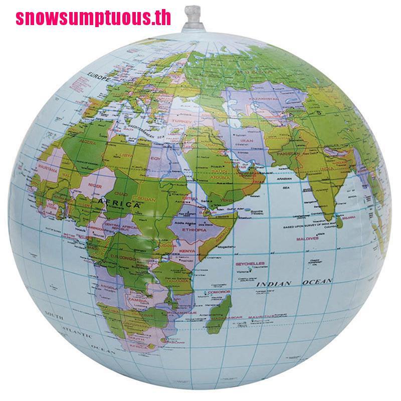 (snow & Th) ลูกบอลเป่าลม รูปโลก แผนที่ทะเล ขนาด 38 ซม. ของเล่นเพื่อการศึกษา สําหรับ