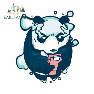 Earlfamily สติกเกอร์กันแดด ลายการ์ตูนแพนด้า สําหรับติดตกแต่งประตูรถยนต์ 13 ซม. x 11.1 ซม.