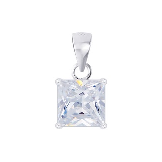 SILVER THAI  8mm Silver square cz pendant  จี้เพชรczขนาด8มิล