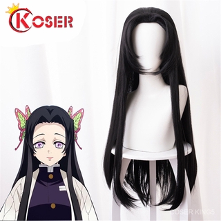 อนิเมะครับ Demon Slayer Kimetsu no Yaiba Kochou Kanae kanao Shinobu cosplay ชุดคอสเพลย์ วิกผมยาวตรงวิกผมชุดคอสเพลย์ผมสัง