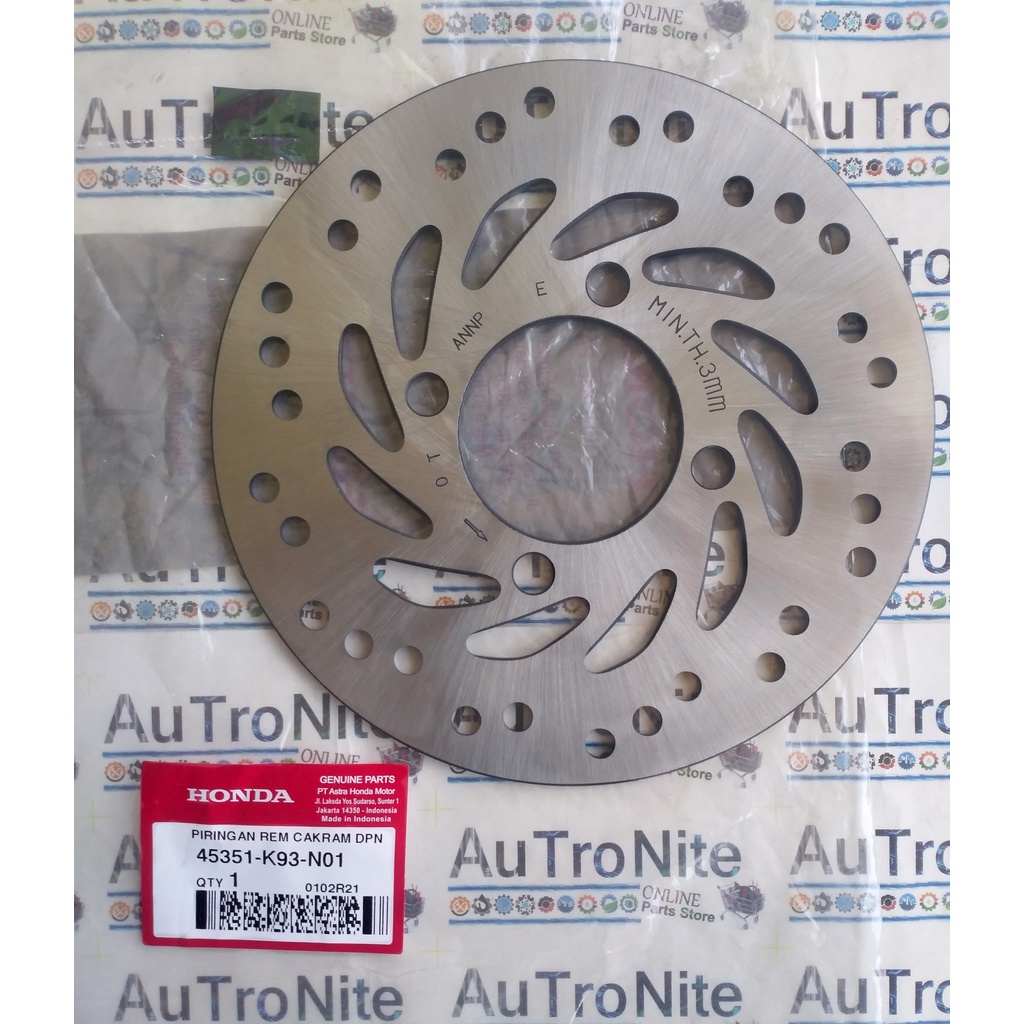 ดิสก์เบรกหน้า 190 มม. 45351-K93-N01 Original Honda Beat Pop Street Scoopy Spacy Genio Spacy Vario 11