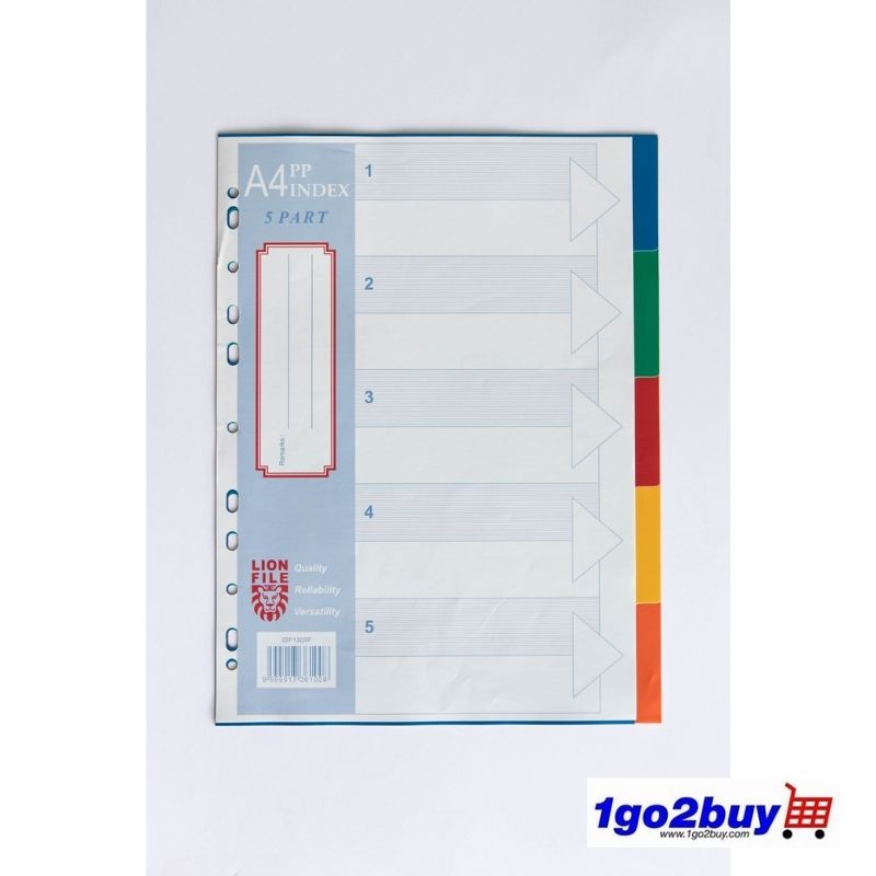 Lion File A4 PP Coloured Index Divider - 5 ส่วน ( IDP1305P )