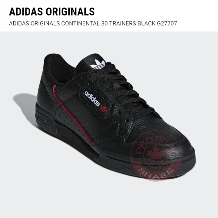 รองเท้าผ้าใบสายคลาสสิค Adidas Continental 80 Classic Sneakers (สีดำ/แดง)
