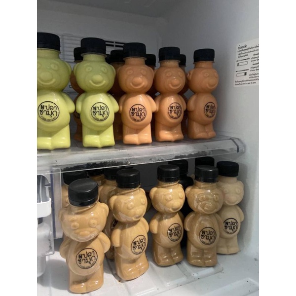 ขวดพลาสติก ขนาด 150 ml ทรงหมี ( 50 ใบ / 150 ใบ+พร้อมฝา เลือกสีฝาได้) ขวด บรรจุเครื่องดื่ม พลาสติกใส PET