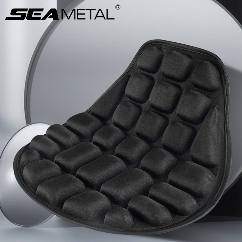 SEAMETAL เบาะรองนั่งมอเตอร์ไซค์ เบาะหนัง PU เบาะรองนั่งผ้าไลคร่า สบายและระบายอากาศ