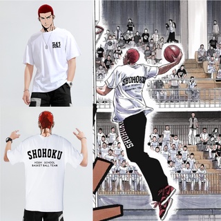 เสื้อยืดผู้ เสื้อยืดแขนสั้น ผ้าฝ้ายแท้ พิมพ์ลาย Slam Dunk Xiangbei National Competition สําหรับผู้ชาย S-5XL