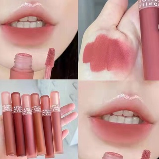 Ouoii 001  ลิปแมทเนื้อซาติน เบาสบายปาก นุ่มลื่น สีสวยชัด ติดทน กันน้ำ ลิปสติก วิปปิ้งบรัชมูส Velvet Lip Mud Lip Glaze