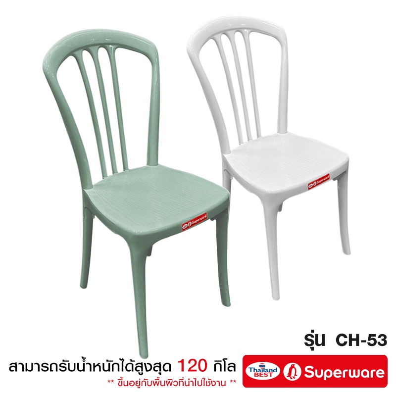 Srithai Superware เก้าอี้พลาสติก นั่งเล่น มีพนักพิง ที่นั่ง สำหรับ สนามหญ้า ห้องครัว ห้องทานข้าว รุ่น CH-53 มี 3 สี