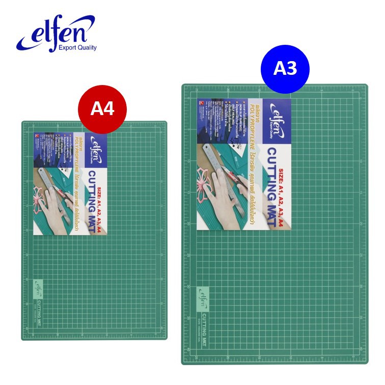 แผ่นยางรองตัดกระดาษ A4 และ A3 ยี่ห้อ เอลเฟ่น (elfen) แผ่นรองตัด ไร้สารพิษ หนา 3 มม.ใช้งานได้ 2 ด้าน