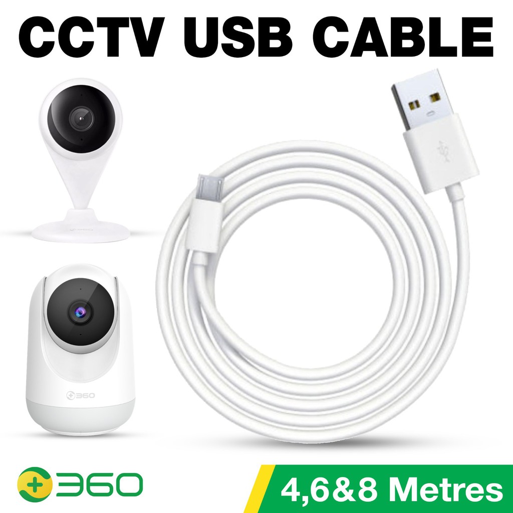 360 5m 6m 8m Micro USB Microusb สายไฟ 360 Xiaomi WiFi กล้องรักษาความปลอดภัยกล้องวงจรปิดเครื่องพิมพ์โ