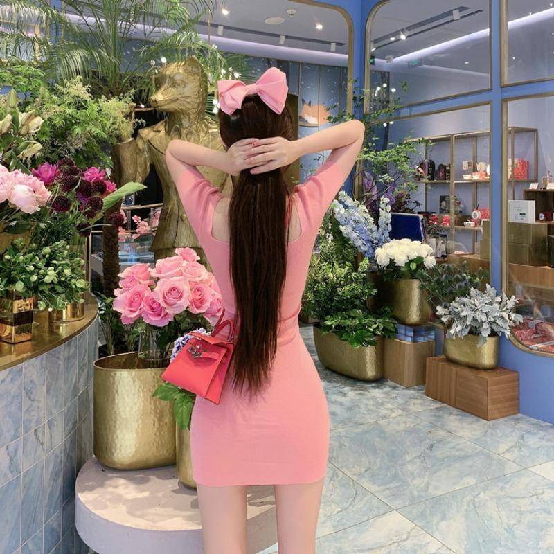 DODOพร้อมส่งเดรสรัดรูปแขนสั้นซ็กซี่ทรงสวยสีพลาสเทว (038) รูปที่ 7
