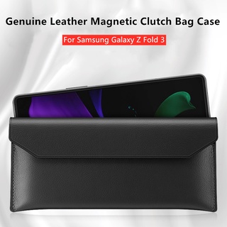 SAMSUNG เคสโทรศัพท์มือถือหนังวัวแท้แฟชั่นสําหรับ Samsung Galaxy Z Fold 3 Z Fold 2 5 G Fold3 Galaxy Z Flip 3