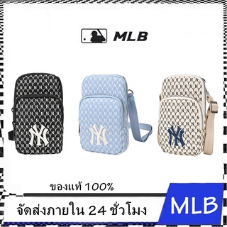 (จัดส่งตลอด 24 ชม) MLB ผู้ชายและผู้หญิงโทรศัพท์มือถือกระเป๋าสะพายกระเป๋าสะพาย NY ย้อนยุคดอกไม้เก่าเต็มพิมพ์โลโก้ปักกระเป