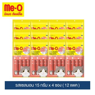 มีโอ ครีมมี่ ทรีต รสแซลมอน 15 กรัม x 4 ซอง 12 แพค  | Me-O Cat Creamy Treats Salmon Flavor 15g. X 4 sachets 12 packs