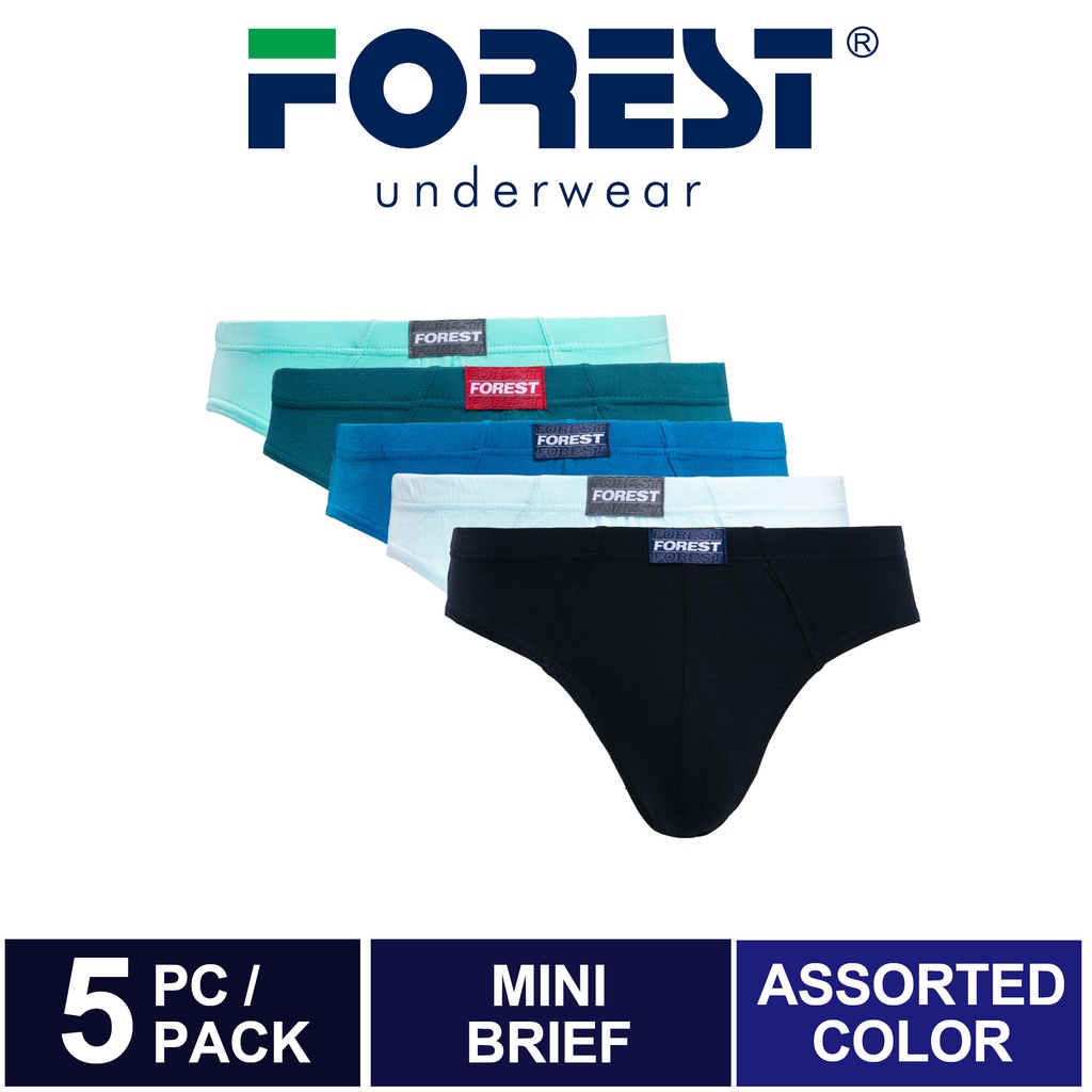 (5 ชิ้น) Forest Mens Mini Brief Bamboo Spandex ชุดชั้นในคละสี - FUD0099M