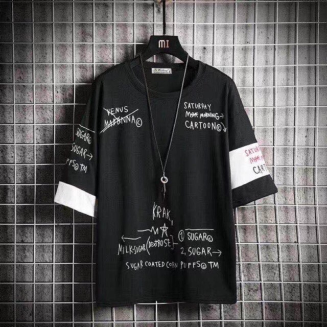 FAshion Boy❤️ชายเสื้อฮิปฮอปแขนสั้นแขนยาวเวอร์ชั่นเกาหลีเสื้อยืดเย็บเสื้อเชิ้ตแขนห้าจุด（T1T）
