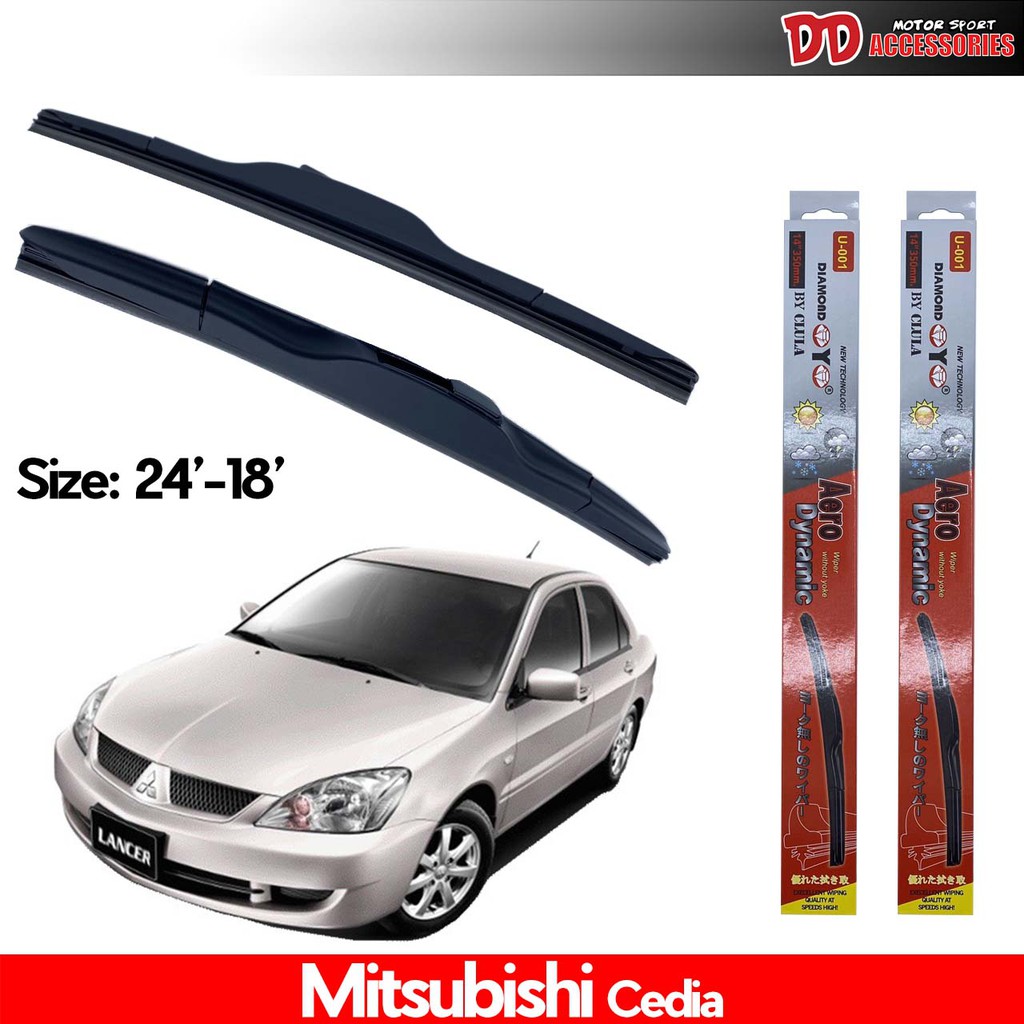 ที่ปัดน้ำฝน ใบปัดน้ำฝน ซิลิโคน ตรงรุ่น Mitsubishi Lancer Cedia 2008 ไซส์ 24-18 ยี่ห้อ Diamond กล่องแดง