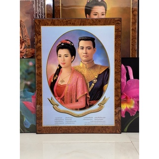 กรอบรูปวิทยาศาสตร์ พระสุพรรณกัลยากับพระนเรศวร  ขนาด18x24 นิ้ว เคลือบเรซิ่นเงา
