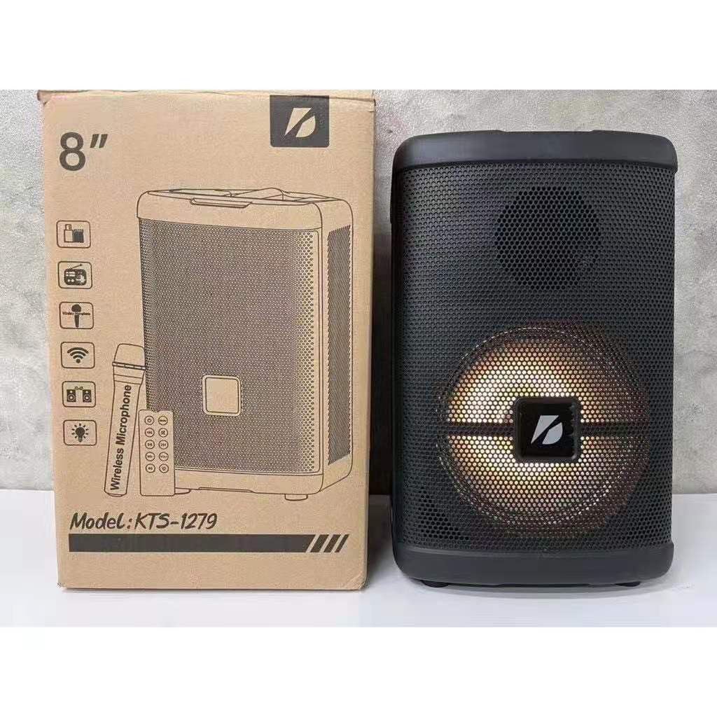 KTS-1279 ลำโพงบลูทูธลําโพงดอก8นิ้ว 30W ปรับเบสได้ ปรับเสียงแหลมได้ มีไฟLED ปิดไฟได้ แถมฟรี ไมค์ลอย ร