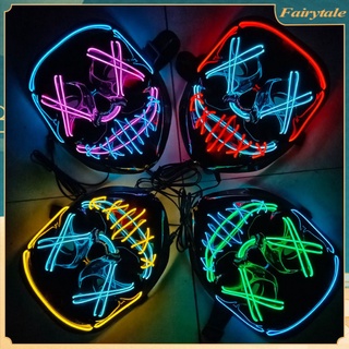 ฮาโลวีน LED เรืองแสงหน้ากากน่ากลัว V-Shaped Ghost Face 2สี Luminous Mask Party Props 【Fairytale】