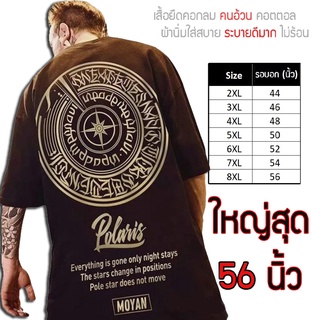 เสื้อไซส์ใหญ่ พิเศษ!!! เสื้อยืด คนอ้วน คอกลม เนื้อนุ่ม ใส่สบาย คอตตอน ใหญ่สุด 56 นิ้ว เย็นสบาย คมชัด ใหญ่มาก ลาย Polaris