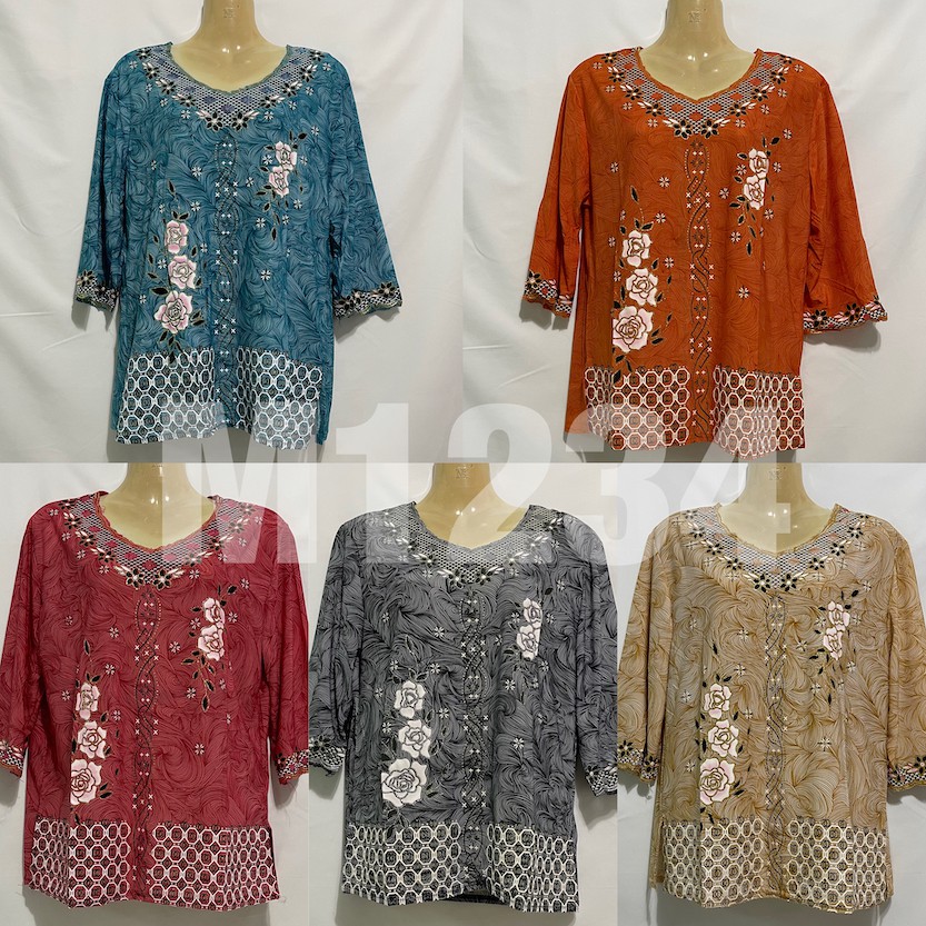 เสื้อแขนสามส่วน คนแก่ แฟชั่น ลายดอก ผ้าดีใส่สบาย