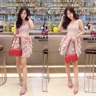 AK 9095 Dress เดรสครีบปลา ผ้าซาร่า สีนู้ด