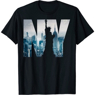 เสื้อยืดผ้าฝ้ายพรีเมี่ยม เสื้อยืด พิมพ์ลาย New York City Skyline สําหรับผู้ใหญ่