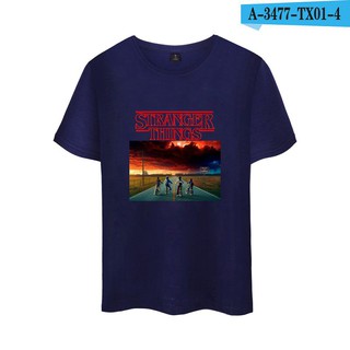 เสื้อยืดครอปfAaR   ฟิต   สูง Alimoo เสื้อยืดผ้าฝ้าย ลาย Stranger Things พลัสไซซ์ XXS 4XLS-5XL