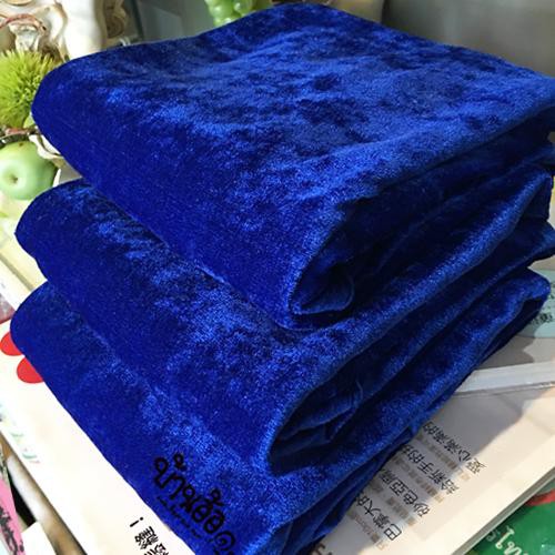 04KK3120 ผ้ากำมะหยี่ หน้าเดียว เนื้อบาง เนื้อนุ่ม มันวาว เป็นประกาย สีน้ำเงิน (มีหลายขนาดให้เลือก)