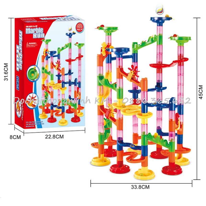 ของเล่นหอลูกบอลกลิ้ง Mable Run ประกอบด้วย 105 ส่วน ของเล่นประกอบหอคอยโมเดลดรอปบอลสําหรับเด็ก