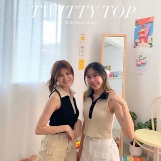 BEBF07 - TWTTY TOP เสื้อคอปกแขนกุด