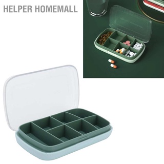 Helper Homemall กล่องเก็บยาแบบพกพาปิดผนึกความจุขนาดใหญ่สีเขียว 7`Grid