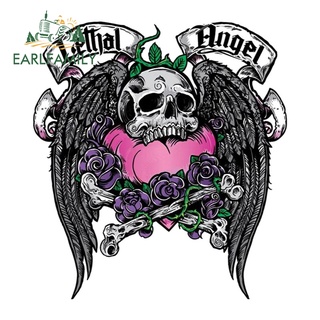 Earlfamily สติกเกอร์ ลายหัวกะโหลก Death Angle ขนาด 13 ซม. x 11.9 ซม. กันรอยขีดข่วน สําหรับตกแต่งกระจกรถยนต์