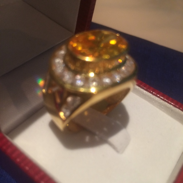 แหวนตัวเรือนทองเหลืองแท้หุ้มทองคำแท้ 100% ทองหัวพลอยสังเคราะห์เหมือนจริงสวยมากๆงานเพชรมีความใส 60 59 ฟ้าใสได้