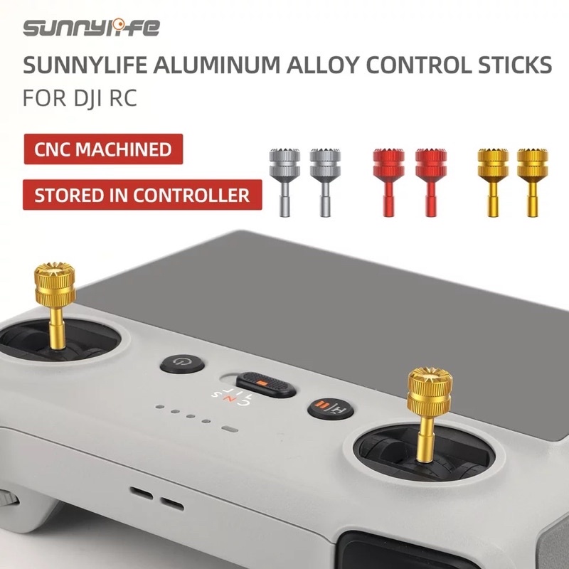 Sunnylife Aluminum Alloy Control Sticks Thumb Rocker Storable Joysticks Accessories for DJI RC/RC2 Mini 3 Pro Controller