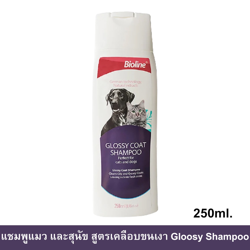 แชมพูสุนัข แชมพูแมว Bioline สูตรเคลือบขนเงา 250มล. (1ขวด) Bioline Glossy Coat Shampoo for Cat and Do