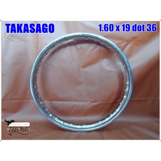 วงล้อ "TAKASAGO" WHEEL size 1.6x19 (DOT36) (1 PC.)  // วงล้อมอเตอร์ไซค์ คุณภาพมาตรฐาน 36 รู ขนาด 19x1.60 "เหล็กชุบ"