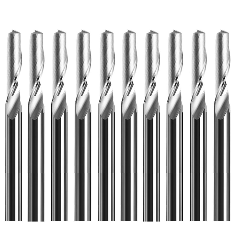 10 pcs 3.175mm Shank 1 เครื่องตัดขลุ่ยขลุ่ยสำหรับขัดอลูมิเนียมทังสเตน CNC แกะสลักเครื่องมือ End Mill เครื่องตัดสำหรับอลูมิเนียม