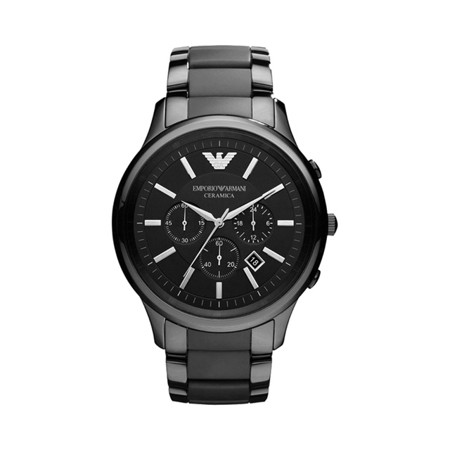 นาฬิกาข้อมือผู้ชาย Emporio Armani Ceramica Chronograph Black Dial - Black AR1452
