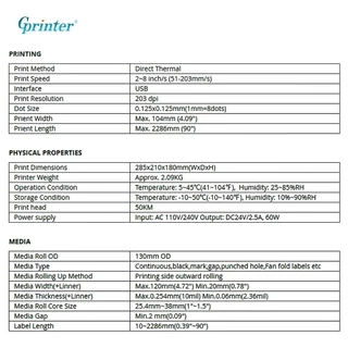 Gprinter เครื่องปริ้นใบปะหน้า GP1324D เครื่องพิมพ์ฉลากสินค้า thermal printer พิมพ์สติ๊กเกอร์ความร้อน